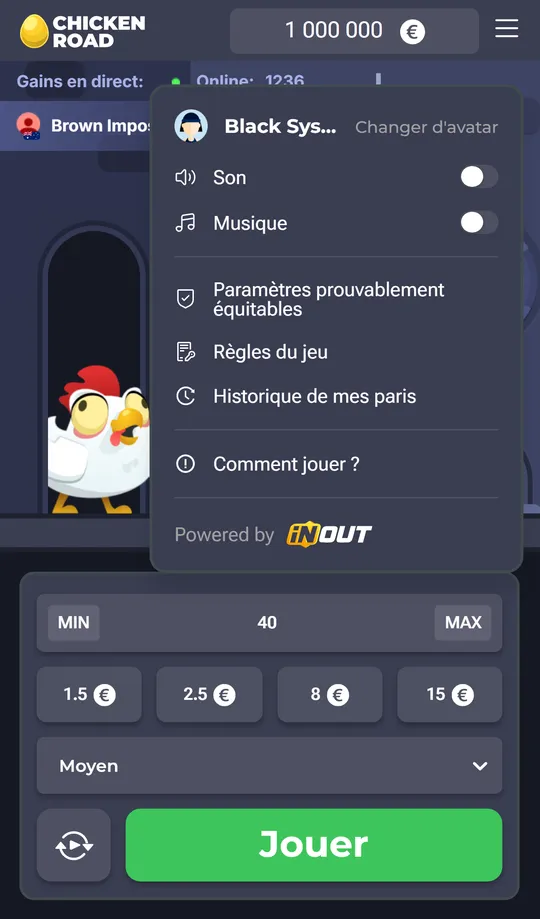 Menu de Chicken Road sur mobile : règles, historique, paramètres prouvablement équitables